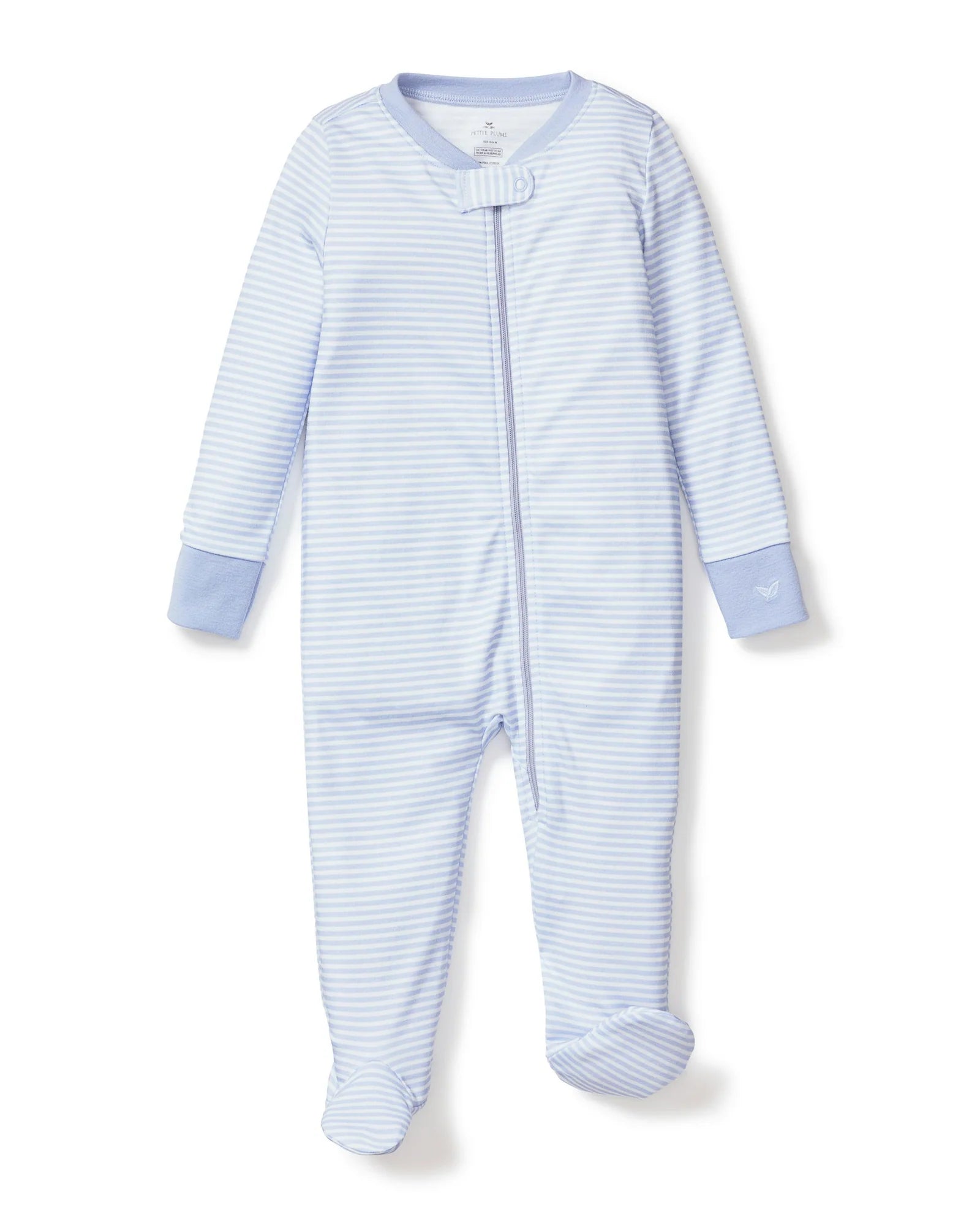 Baby's Pima Ruffle Collar Romper in Blue Stripes