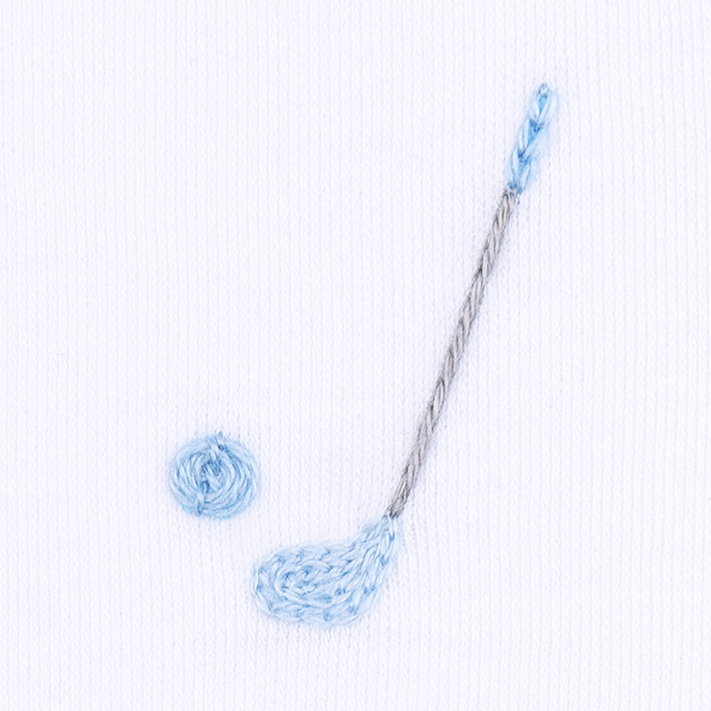 Tiny Tee Time Embroidered Footie - Light Blue