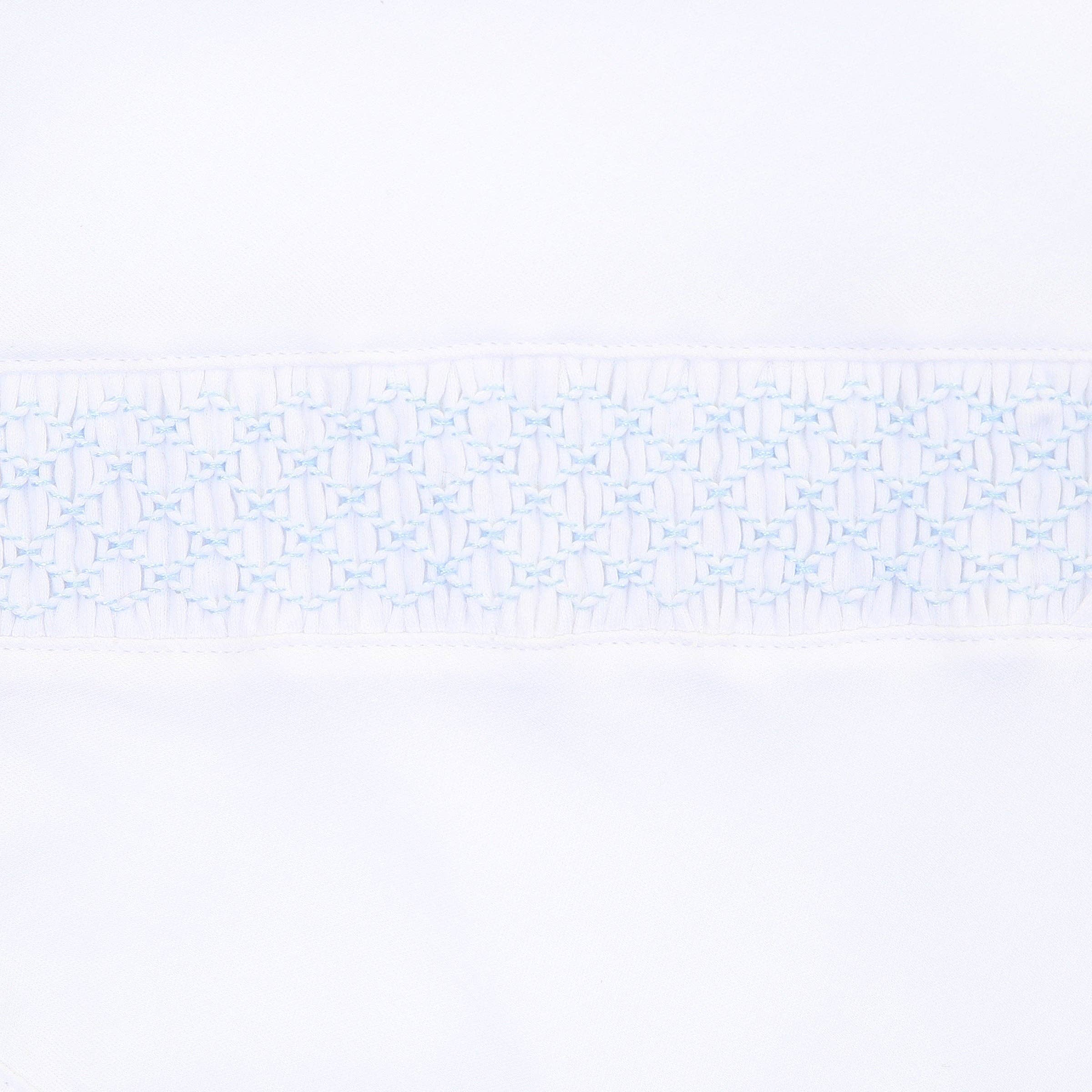 Solid Essentials White Blue Smocked Footie