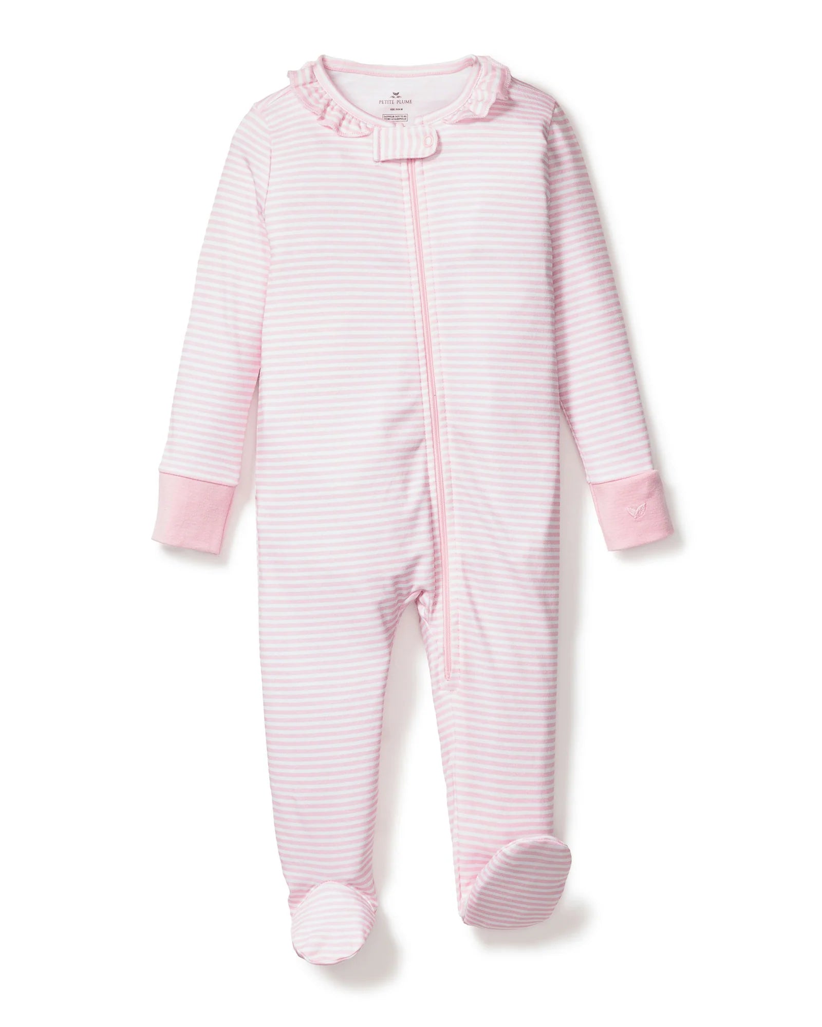 Baby's Pima Ruffle Collar Romper in Pink Stripes
