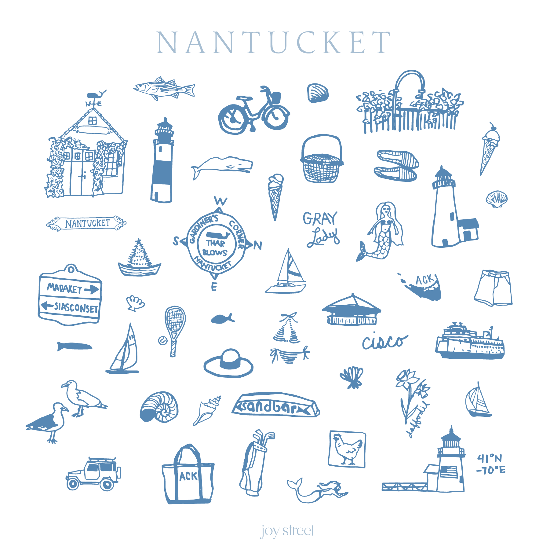Nantucket Dream Blue Baby Onesie